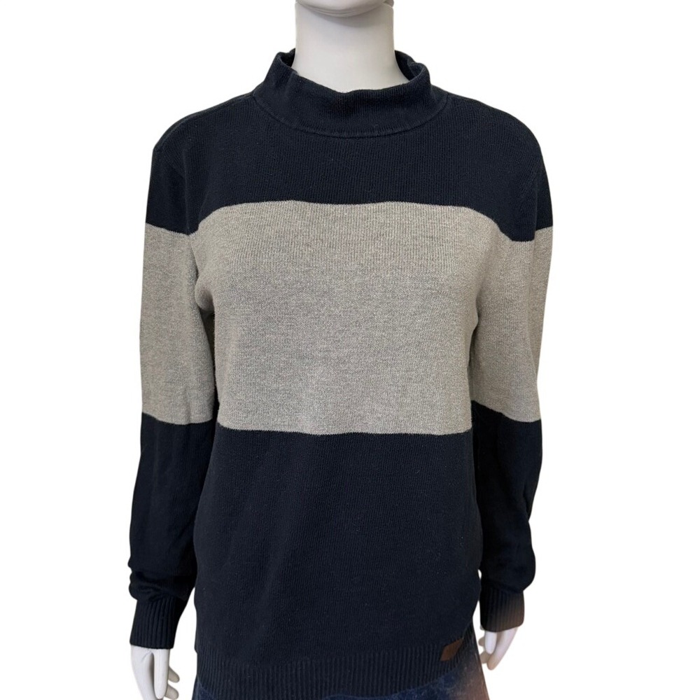 Hollister Mens Mock Neck Colorblock Sweater Navy Gray Size M Pullover